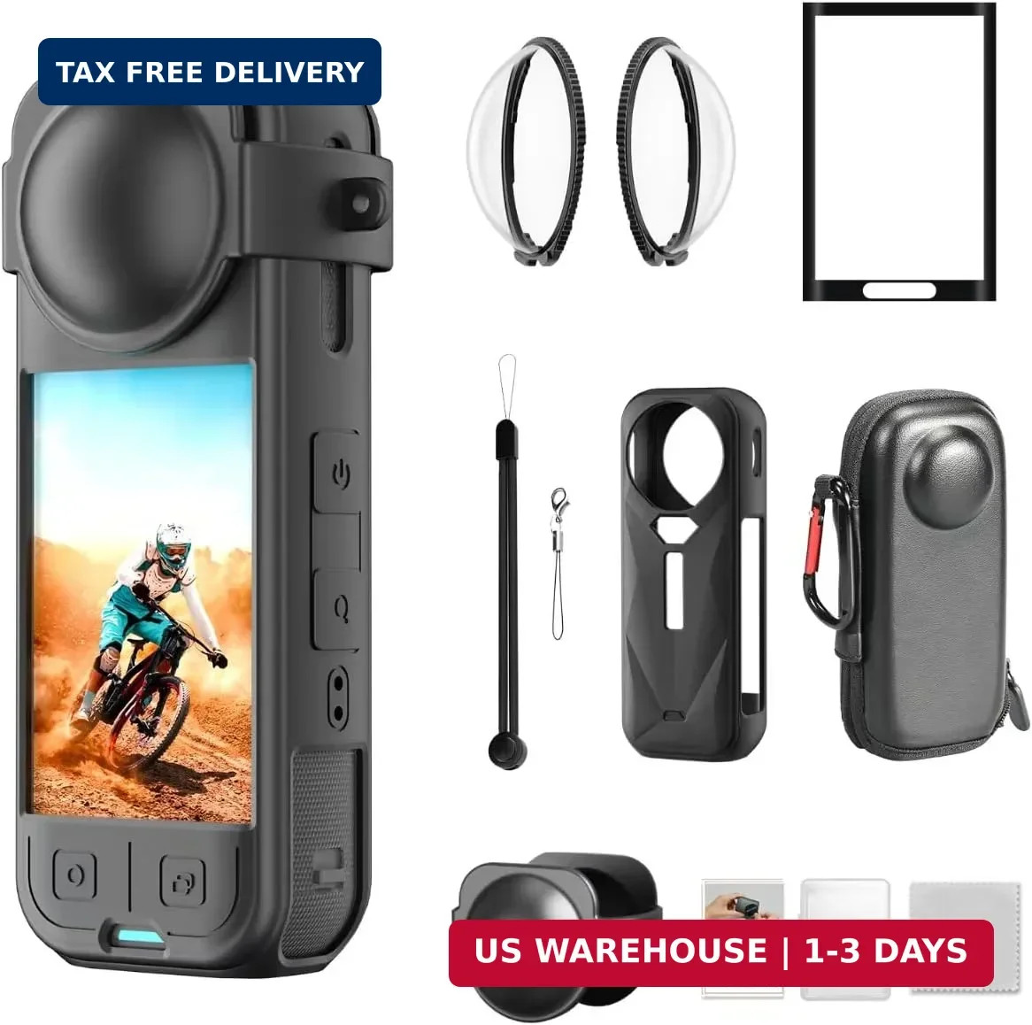 Camera Accessory Kit for Insta 360 X5 - Lens Guards, Silicone Case, Camera Case