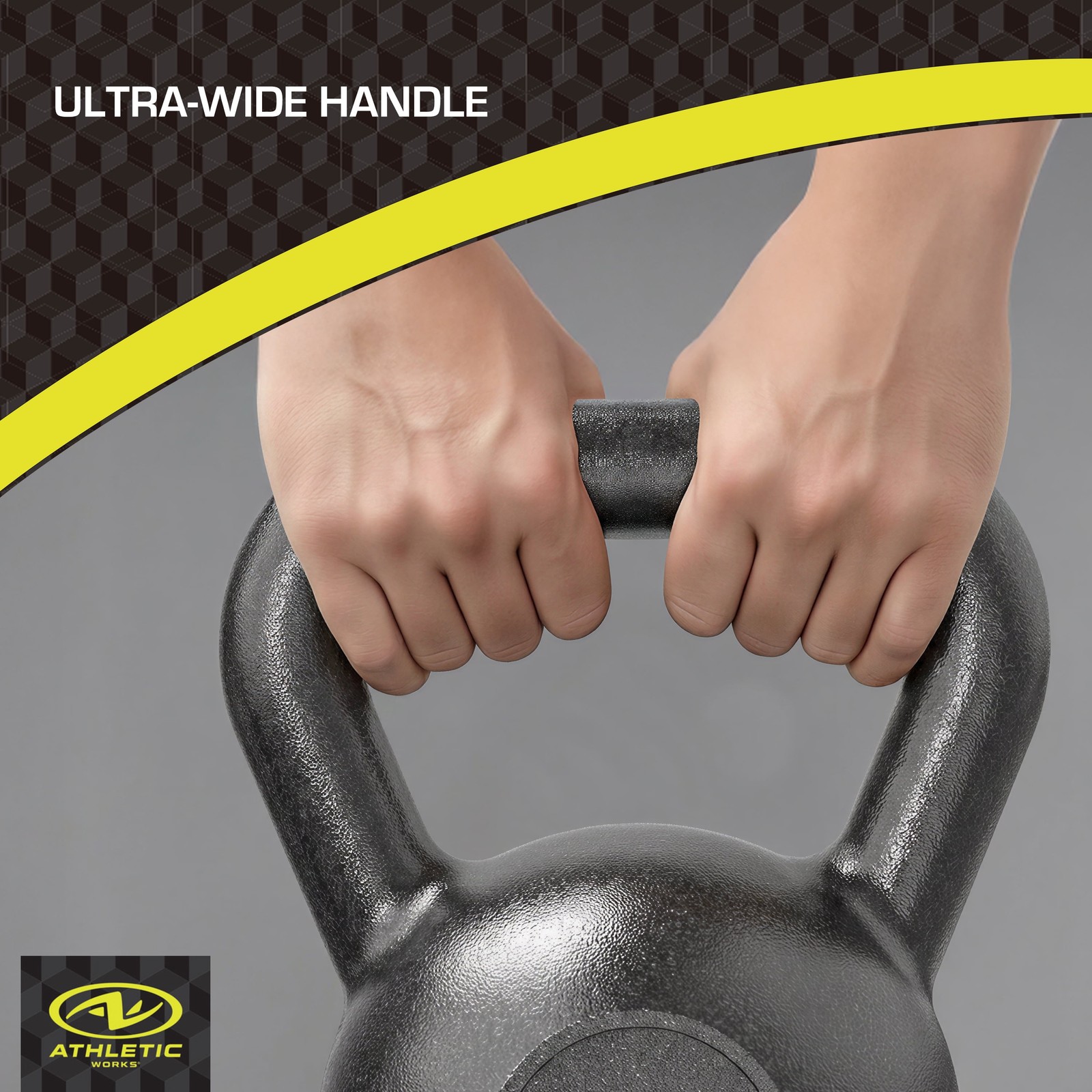 50lb Kettlebell Casting Iron Durable Black Hammertone Finish Black