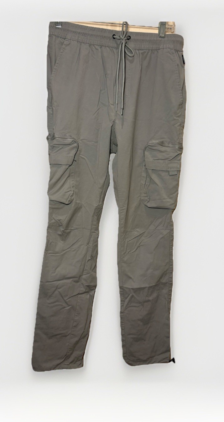 PacSun Men's Slim Fit Cargo Pants Gray Military Utility M Blended Fabric