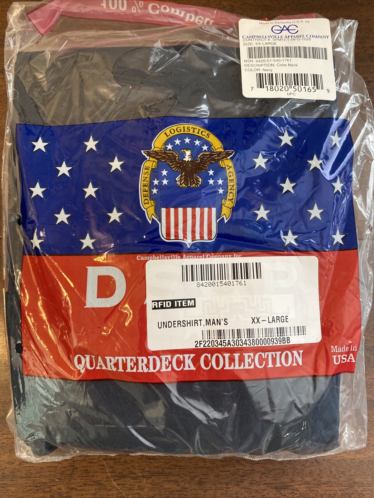 Campbellsville Apparel DSCP Military Crew Neck Tee Shirt XXL Lot of 2 Navy NEW