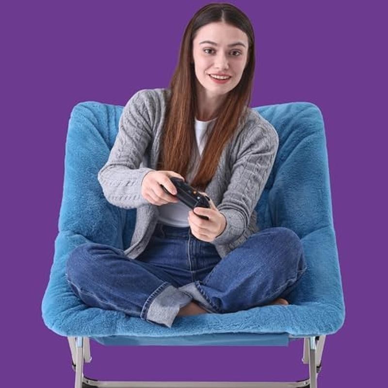 Comfy Saucer Chair for Adults Soft Stable Faux Fur Fold Faux Fur Multipurpose US