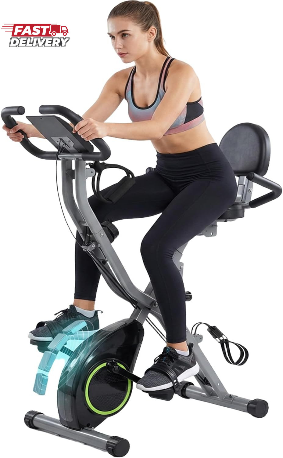 Foldable Exercise Bike Stationary Bikes for Home, 5 in 1 Indoor Workout Bike, Cy