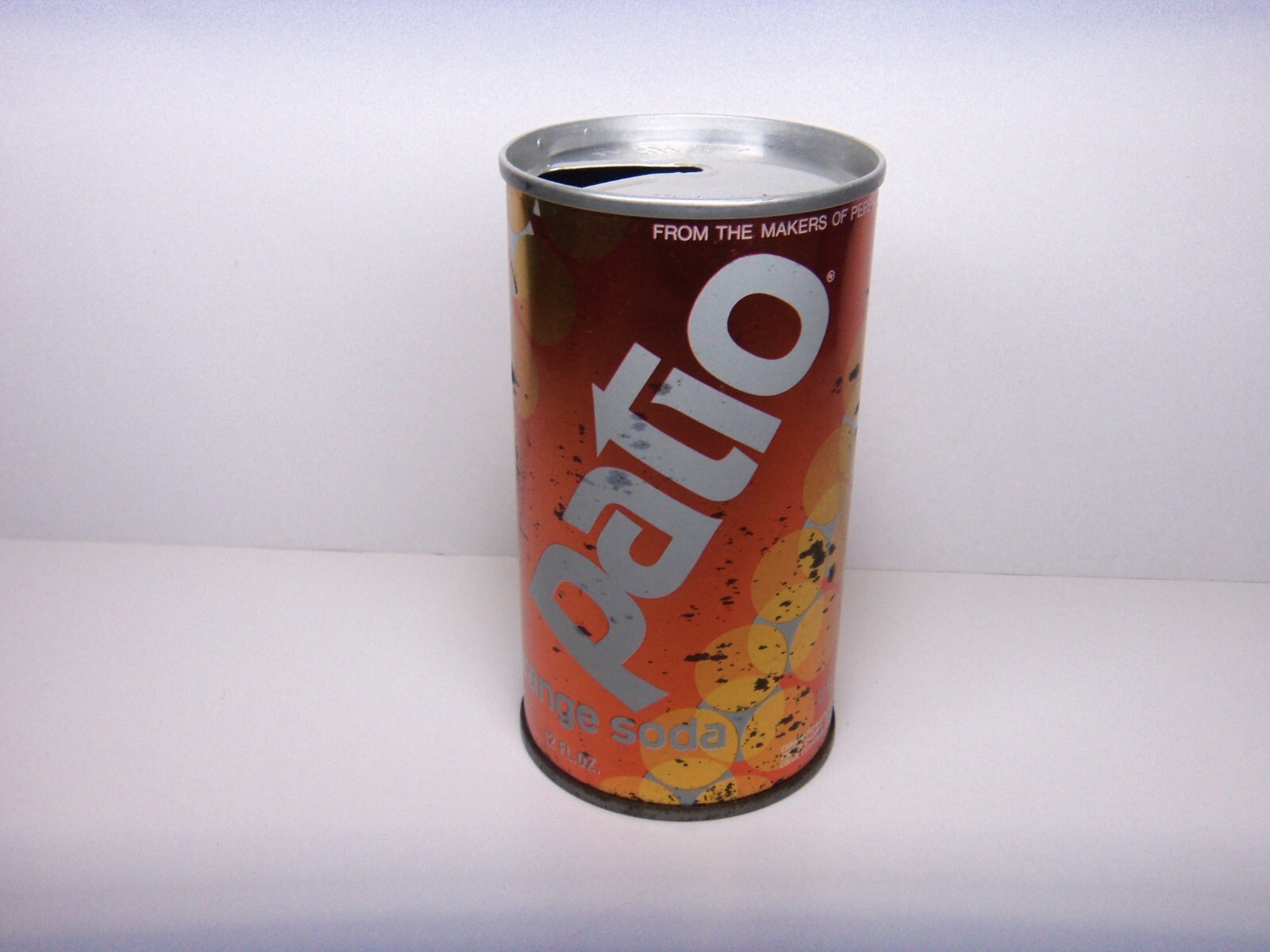 PATIO ORANGE SODA  12 OZ STEEL CAN (PEPSI)  WATERTOWN WISCONSIN VINTAGE