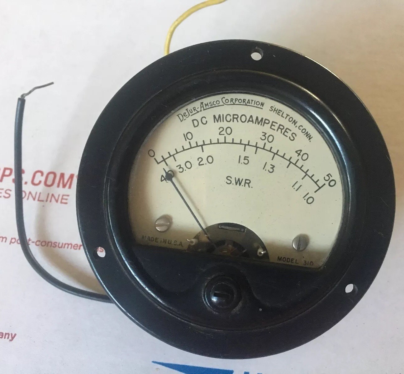 Dejur-Amsco Corporation Microamperes Model 310 Analog Panel Meter Made USA
