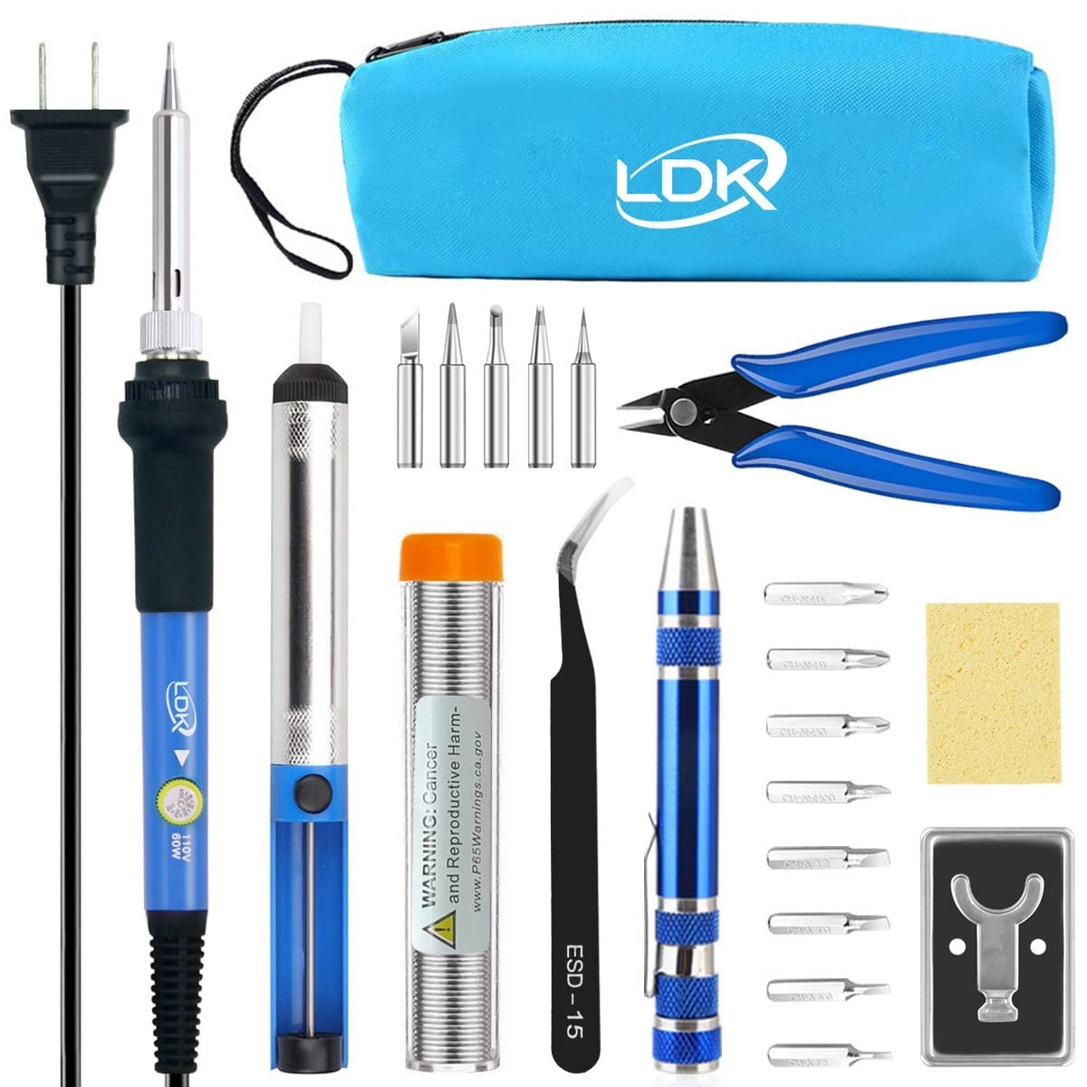 Electric Soldering Iron Kit 60w Adjustable Temperature Welding Tools With 5pcs