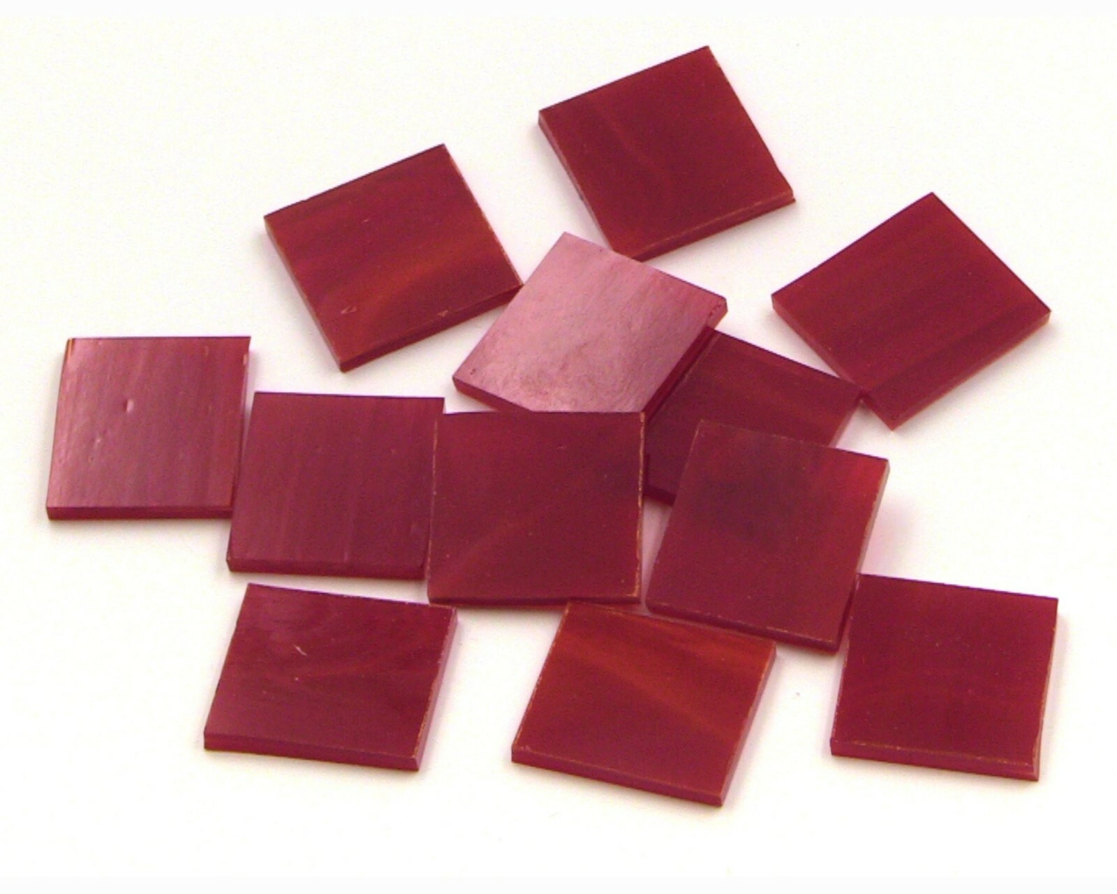 Red White Wispy Squares | Fusible 96 | Mosaic Glass Tile Shapes