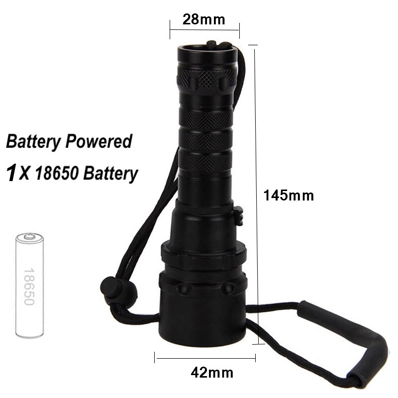 Professional LED Diving Flashlight Spearfishing Light Scuba Underwater Lantern