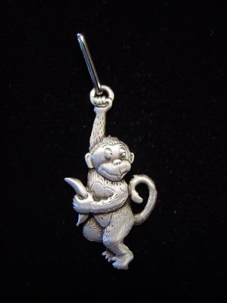 "JJ" Jonette Jewelry Silver Pewter 'MONKEY Zipper Pull' ~ Jacket/Purse