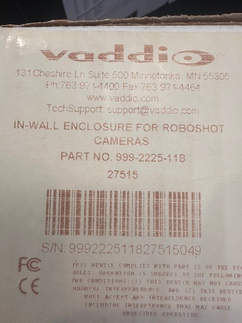 Vaddio 999-2225-118 In-Wall Camera Enclosure - For PTZ Camera - White