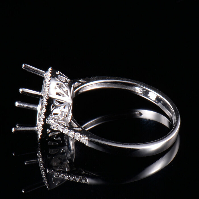 Cushion Cut 8×8mm Natural Diamond Semi Mount Ring Setting Solid 14K White Gold