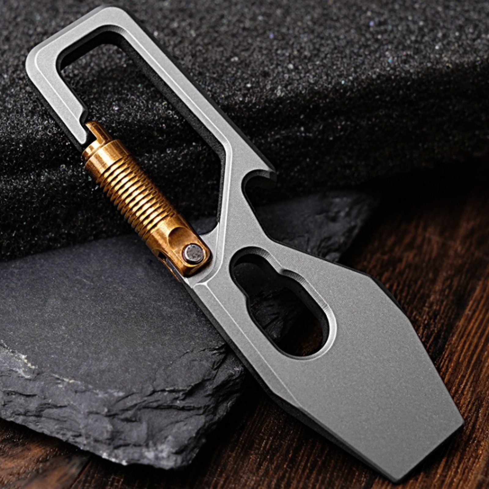 Titanium Alloy EDC Mini Pry Bar Keychain Multi Function Tool Portable