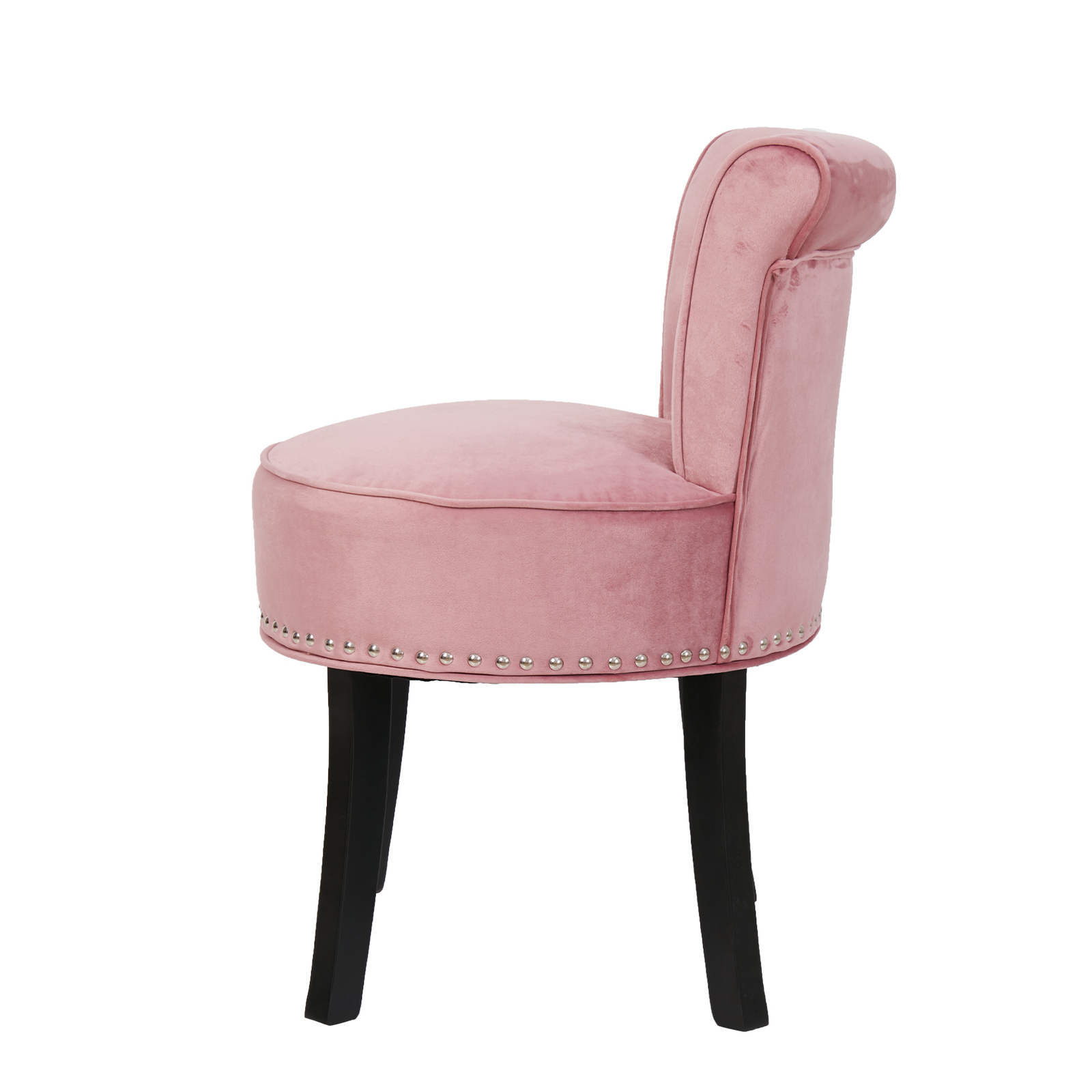Vanity Stool Chair Makeup Round Velvet Padded Chair with Wood Legs for Bedroom