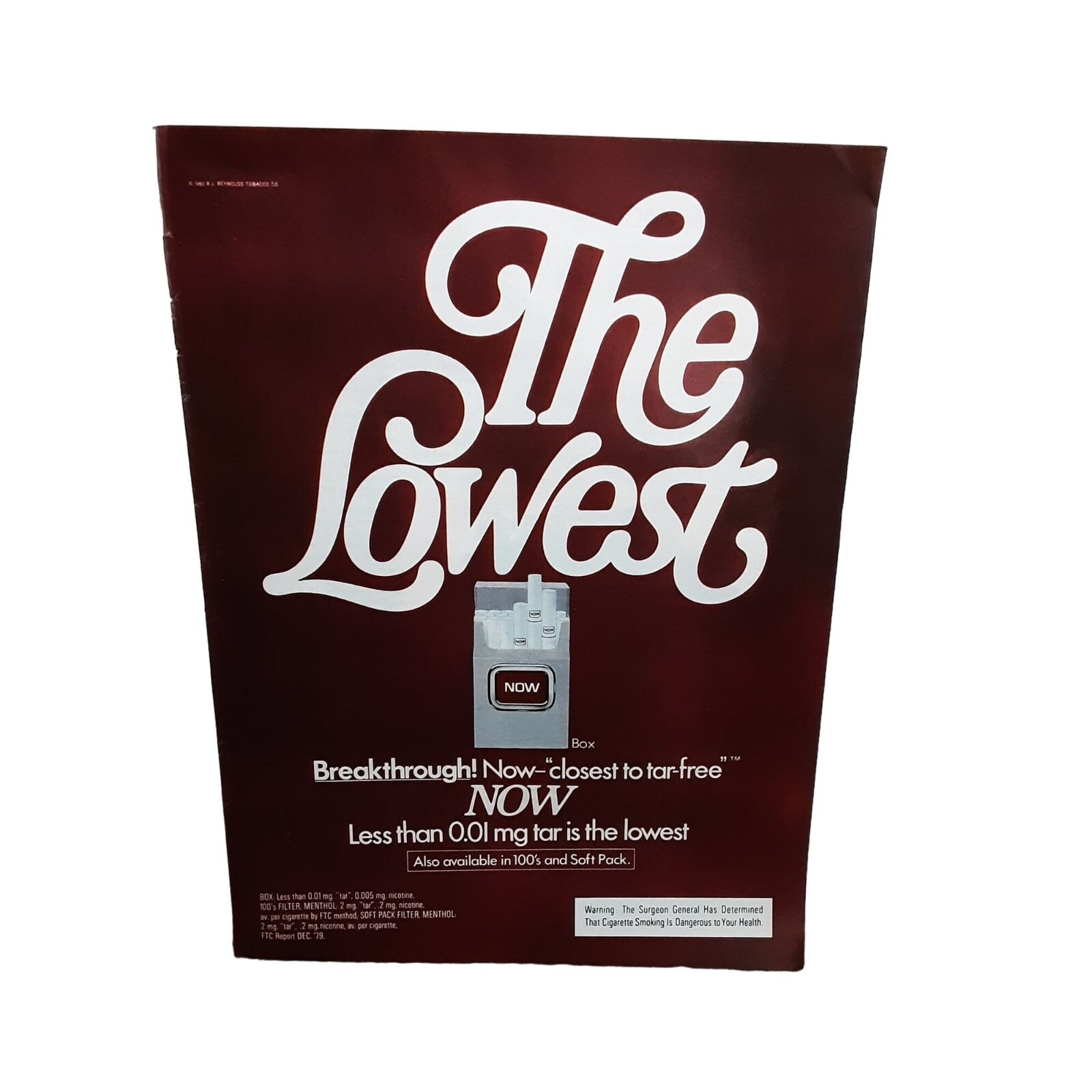 NOW Cigarettes The Lowest vintage 1980 Magazine Ad Print Advertising