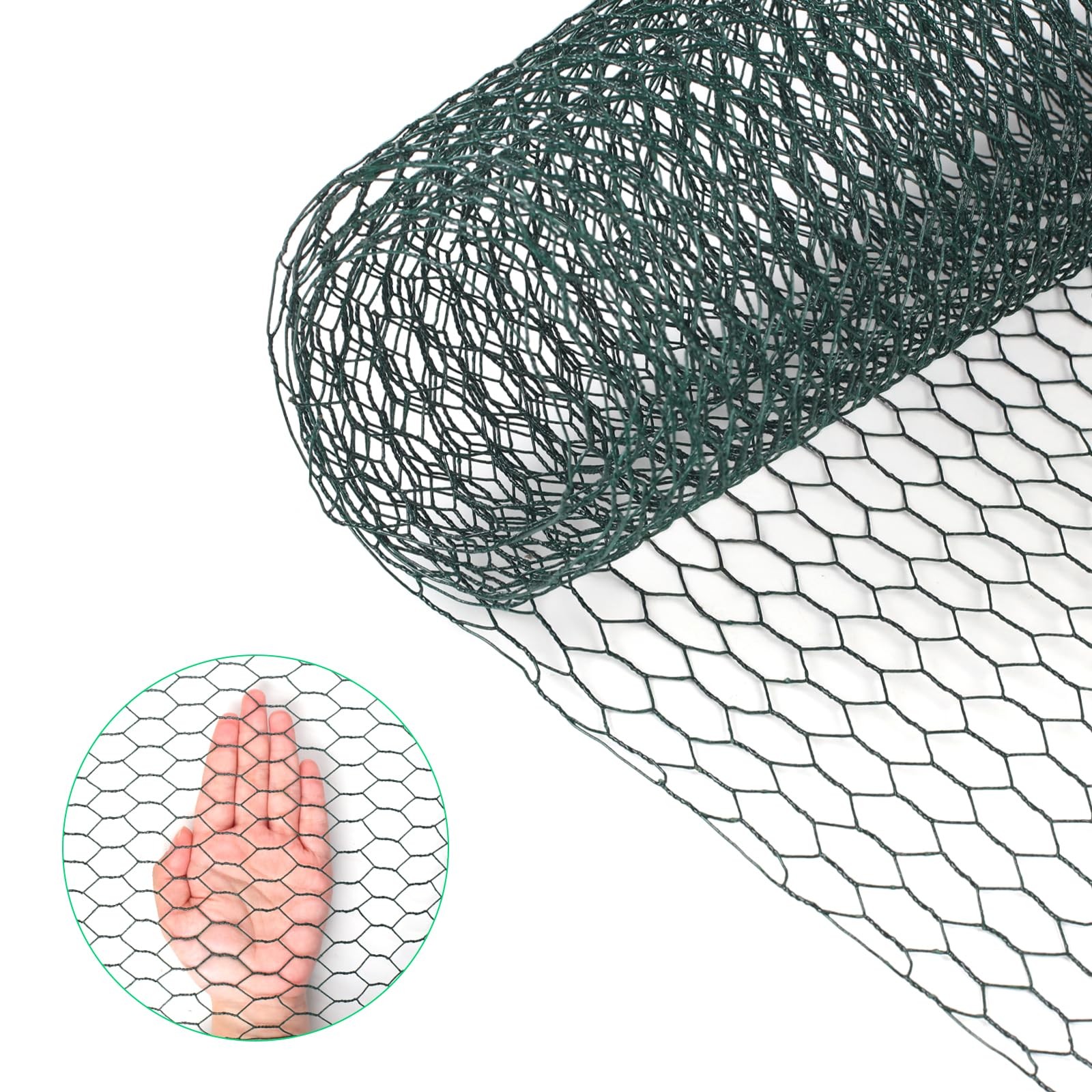 HANWRAPS Chicken Wire, 15.7 x 90.5 Inches, Green, 15.7"x90.5", Green