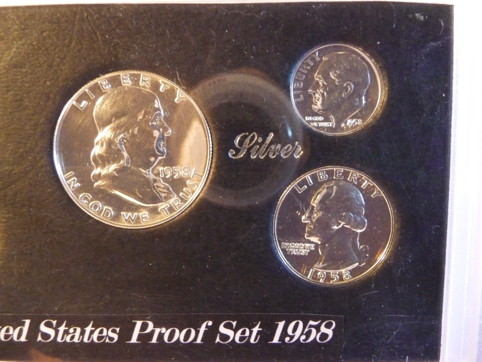1958 Proof Set 5 coins 3 are silver coins