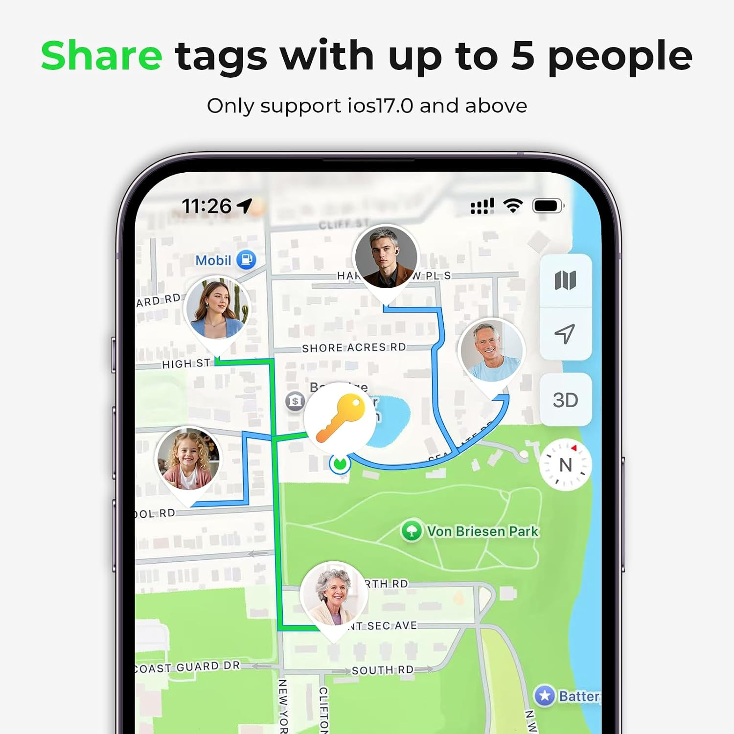 Tracker Tags-4 Pack(Ios Only), Ltem Finder Smart Tag Set Black | IP67 Waterproof