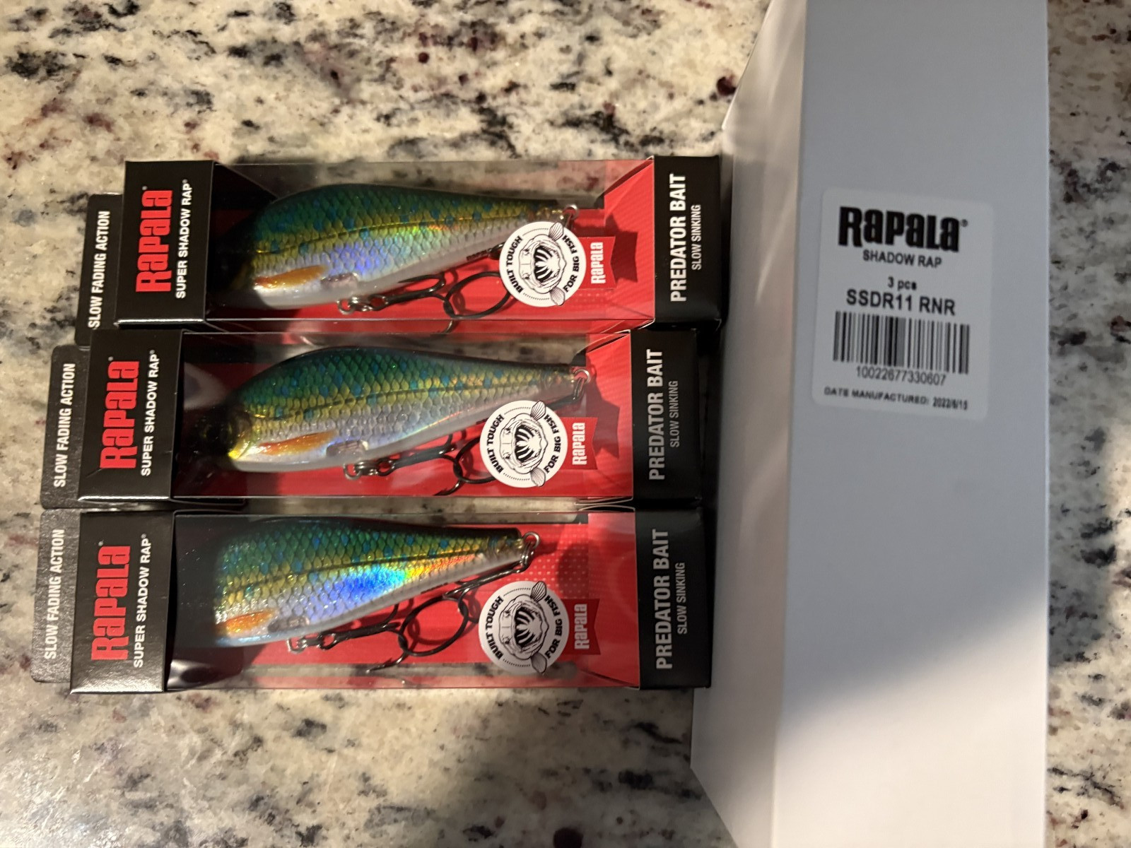 RAPALA SUPER SHADOW RAP 11's-3 ROCK N ROACH COLORED FISHING LURES