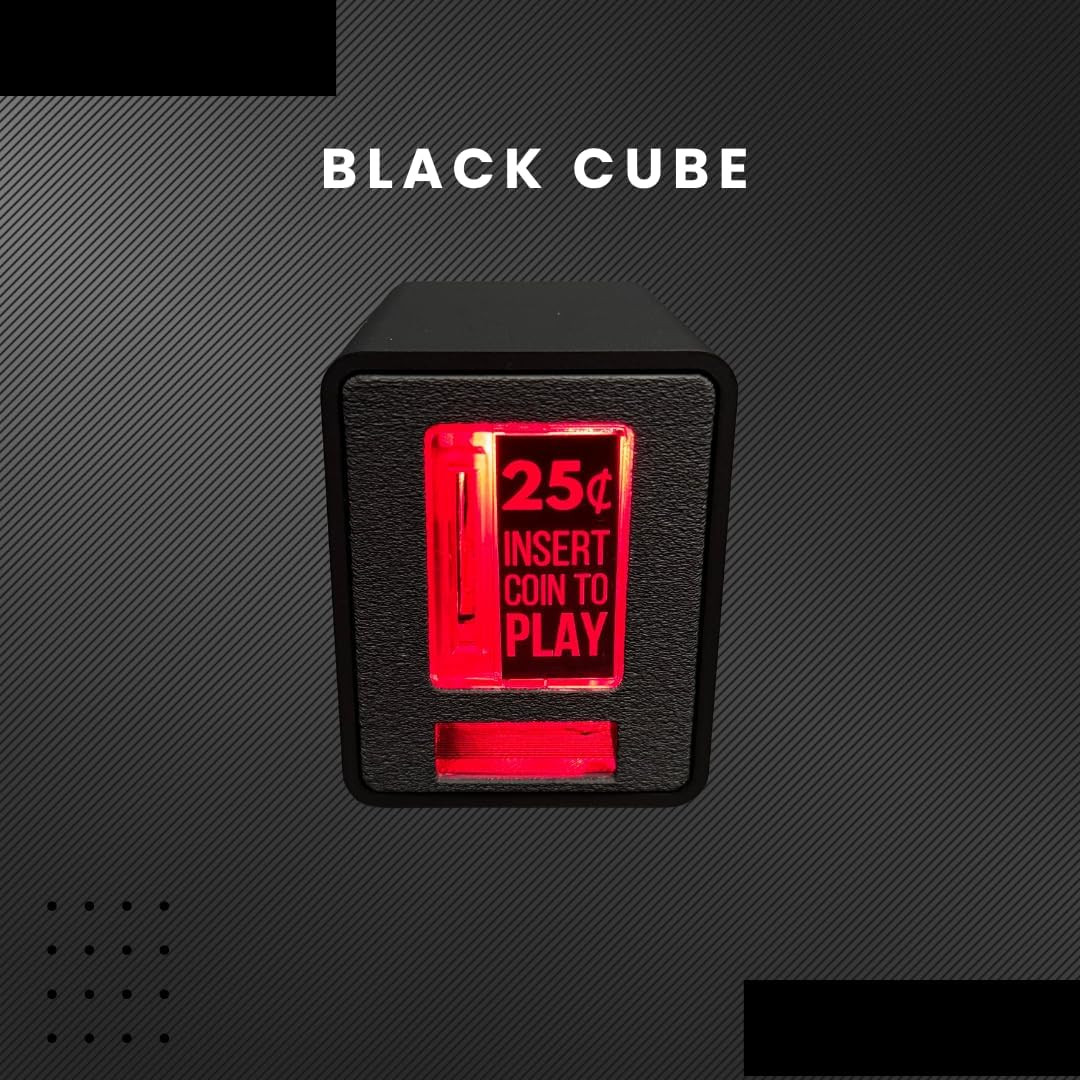 Insert Coin Cube - Pushable Insert Coin Button, Lights, & Sound Color BLACK