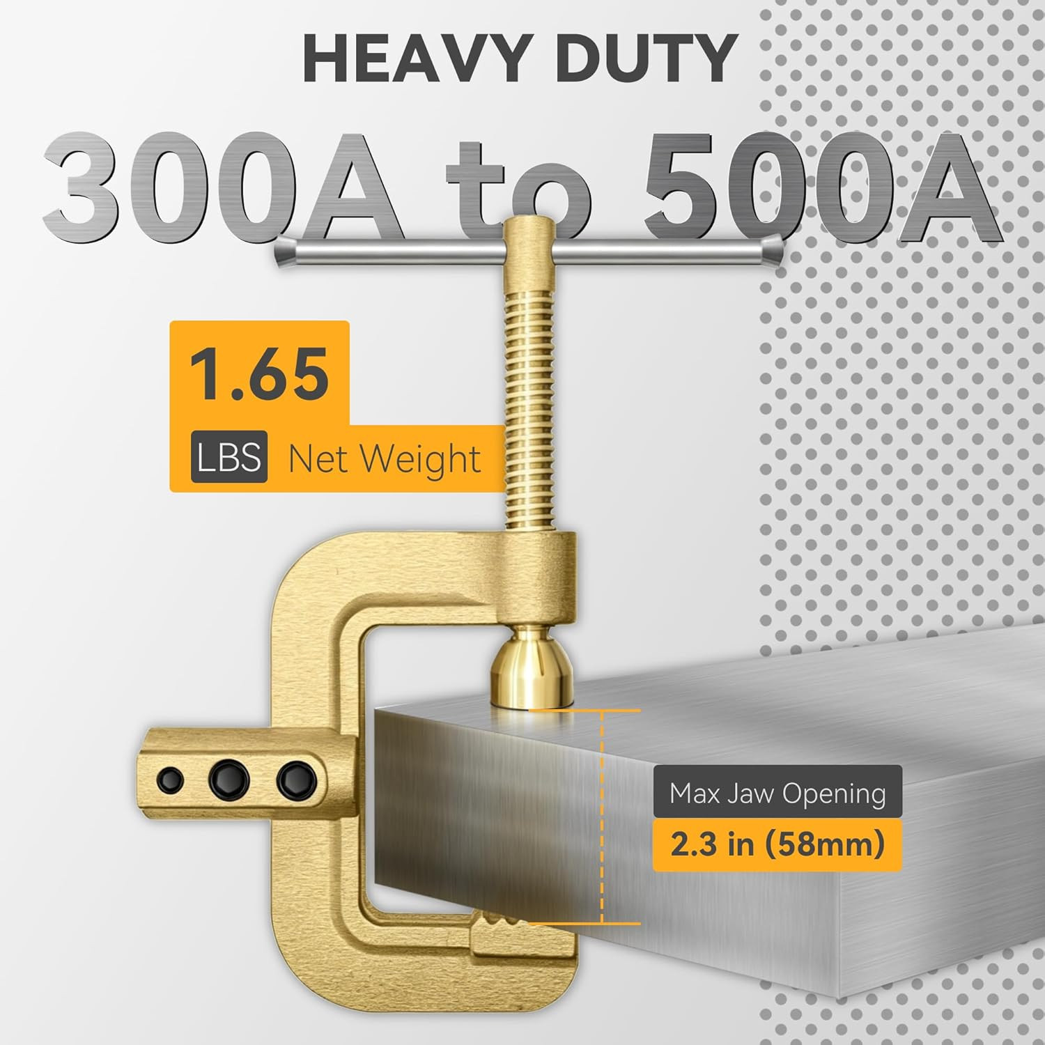 Welding Ground Clamp, Solid Brass Heavy Duty Screw-Lock C-Style Earth Clamp, 400