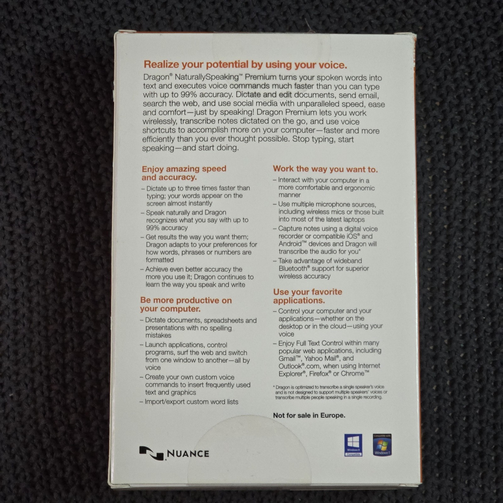 Nuance Dragon NaturallySpeaking Premium 13 Voice Recognition Software w/ Headset