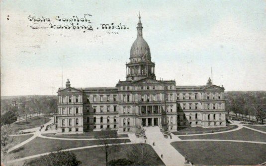 Vintage State Capital Lansing Michigan Postcard 1900s 1910s Photoette