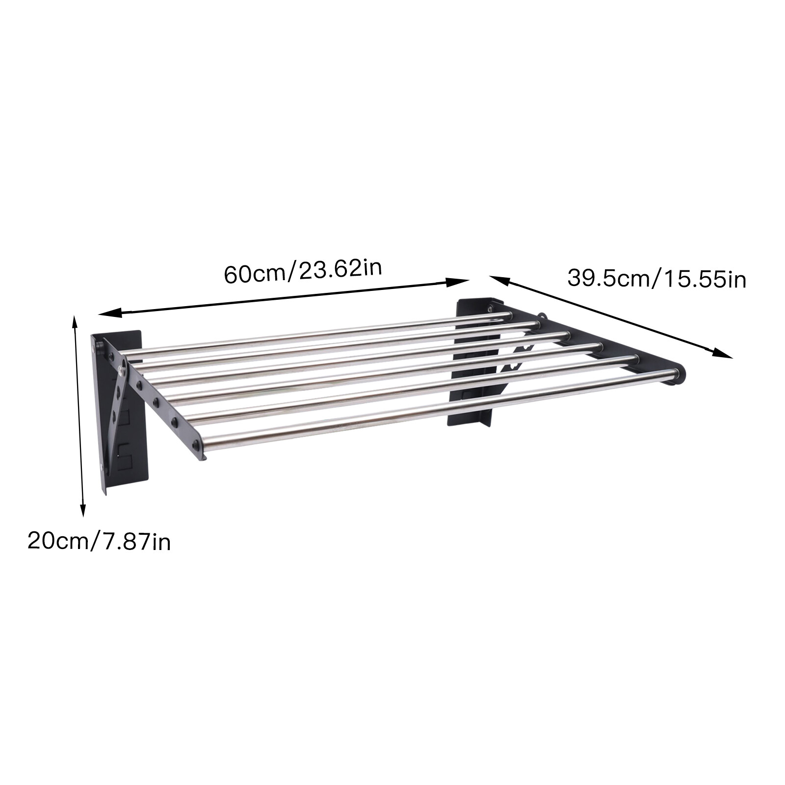 Folding Laundry Drying Rack Wall-mount Foldable Clothes Dryer Hanger Storage