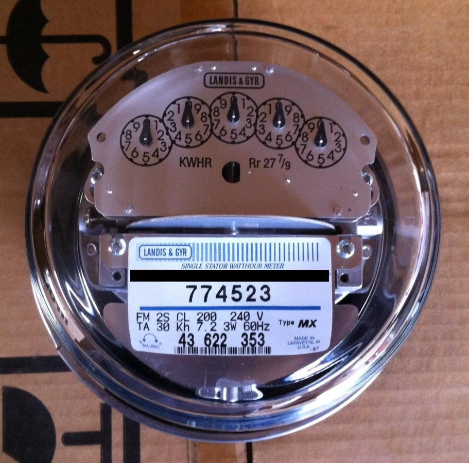 LANDIS & GYR, WATTHOUR METER (KWH) MX OR MSII, 240V, FM2S, 200A, 4T, ZERO RESET