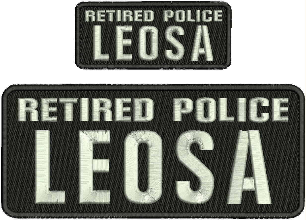 Collectible 2 Embroidery Patch ''Retire Police L '' 4x10 and 2x5 Silver On Black