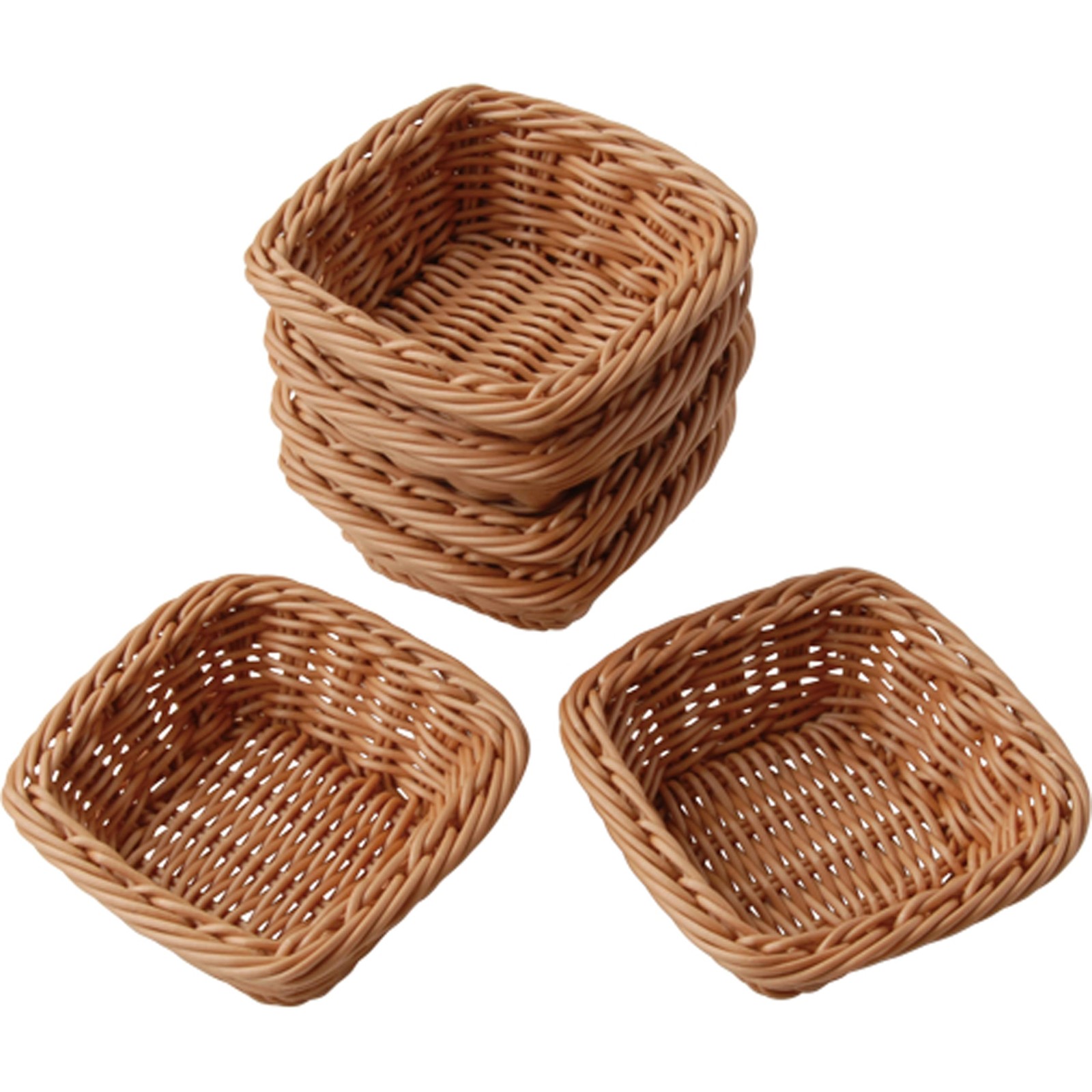 6 PCS 5 Inch Square Plastic Woven Storage Baskets Bins For Shelf Desktop