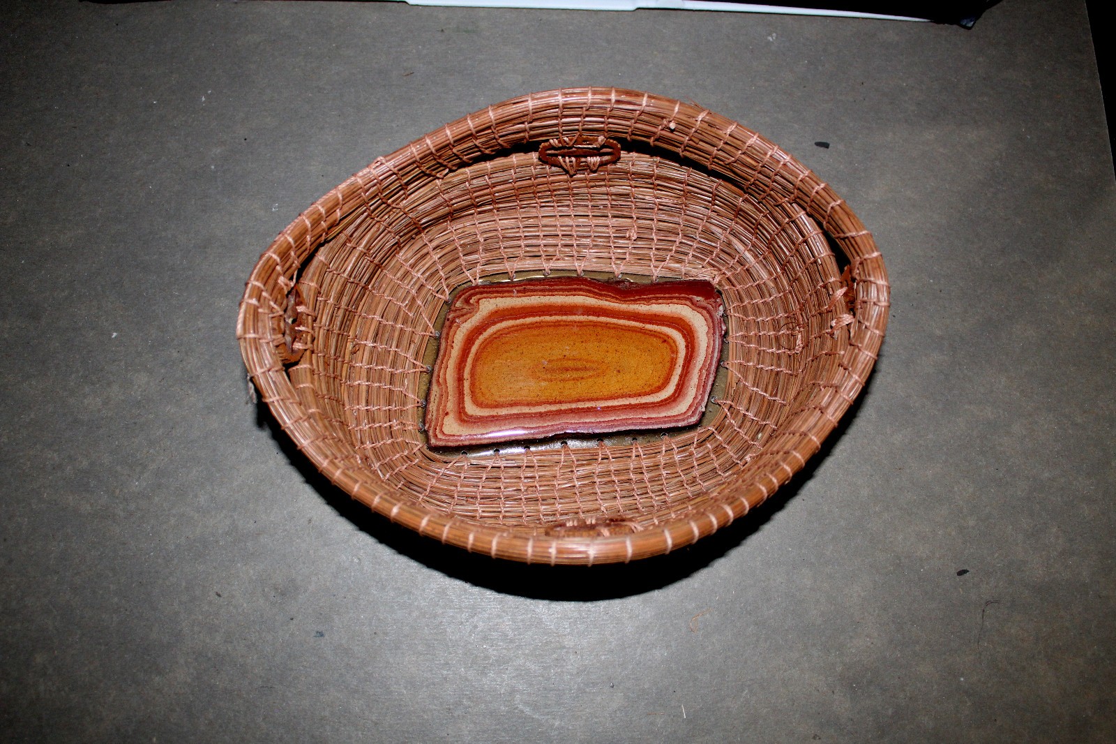 Pine Needle Art Piece Basket Agate