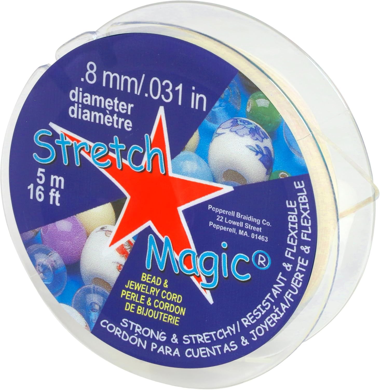 Stretch Magic Elastic Beading Cord – Pearl Color, 0.8mm in Diameter, 5-Meter