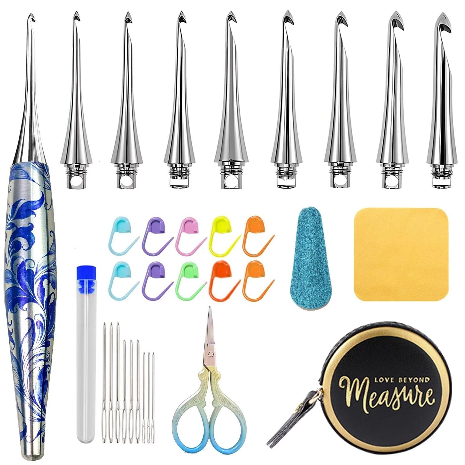 34 in 1 Interchangeable Crochet Hook Set - 3mm-8mm Ergonomic Crochet Hooks Se...