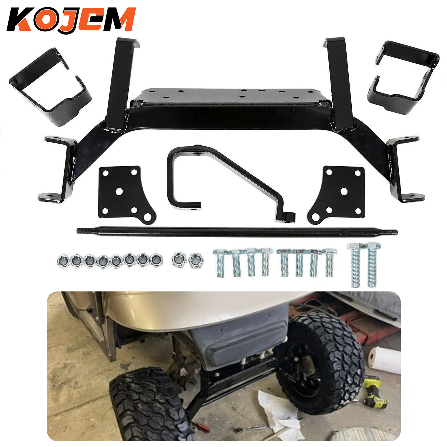 6" Drop Axle Lift Kit Steel Black for EZGO TXT Electric 2001.5-2020 Golf Cart