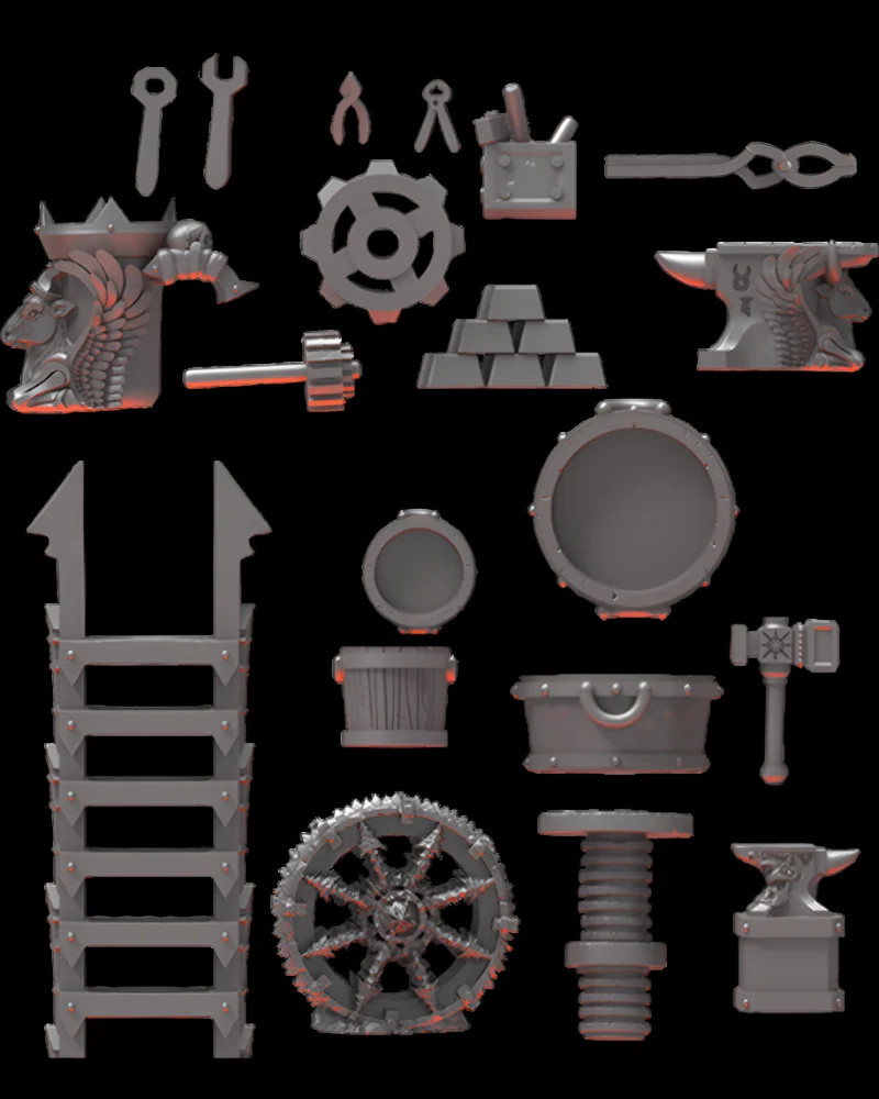Accessories Kit - 28-32mm Infernal Dwarves - Resin Tabletop Miniature