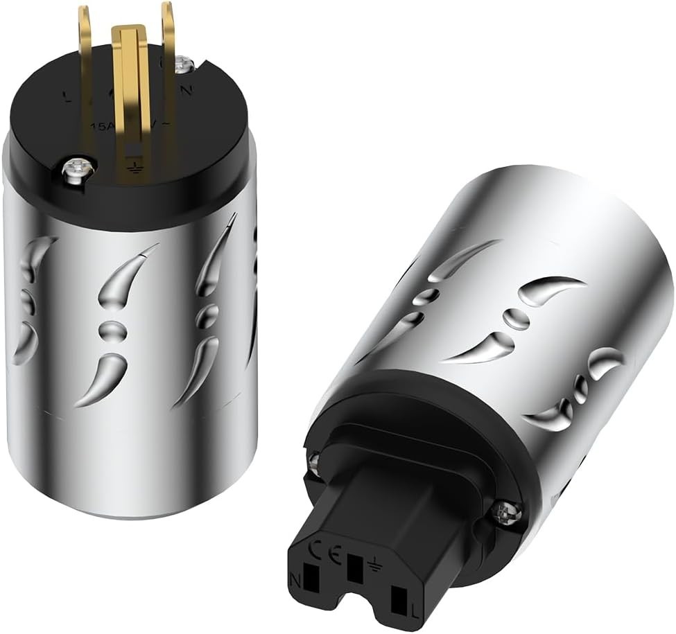 Viborg VM502G+VF502G Hi-Fi Audio Power Plug Set, Gold-Plated Pure Copper 15A 12