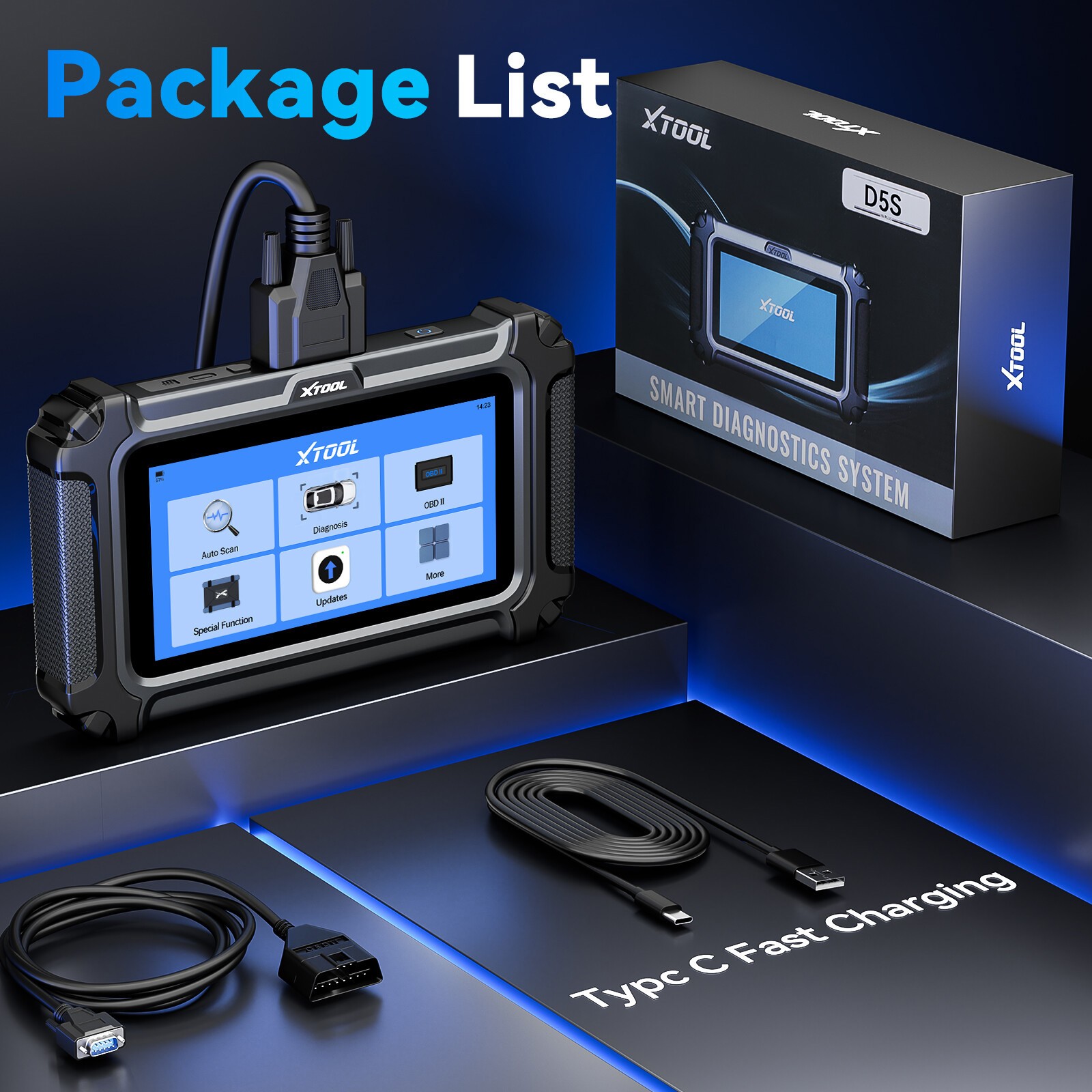 2026 XTOOL D5S OBD2 Scanner Check Engine ABS SRS Transmission Diagnostic