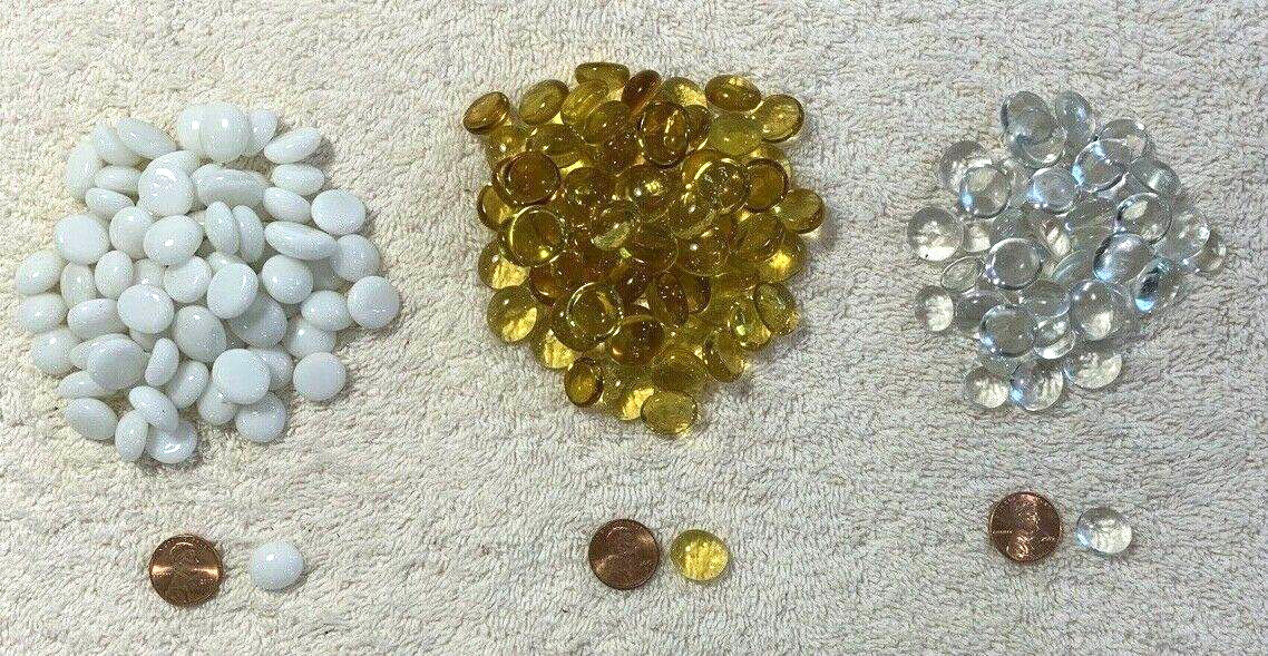 Stained Glass Nuggets Stones Lot of 169 Pieces Mosaics Crafts White Yellow Clear