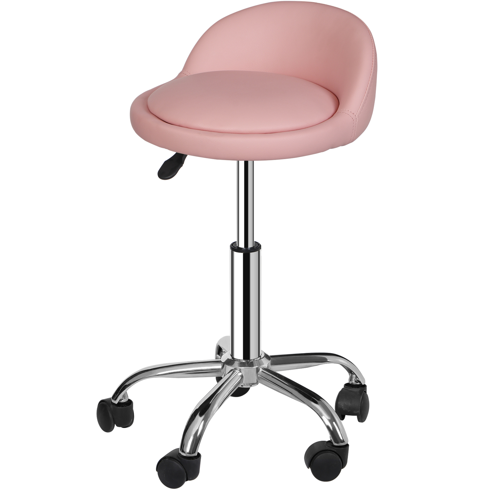 Adjustable Salon Stool Hydraulic Saddle Rolling Chair Tattoo Facial Massage Pink