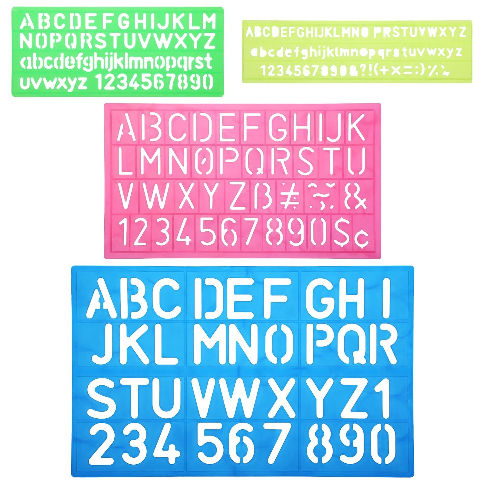 Molain 4Pcs Letter Stencils Set, Plastic Numbers Alphabet Stencil Ruler for D...