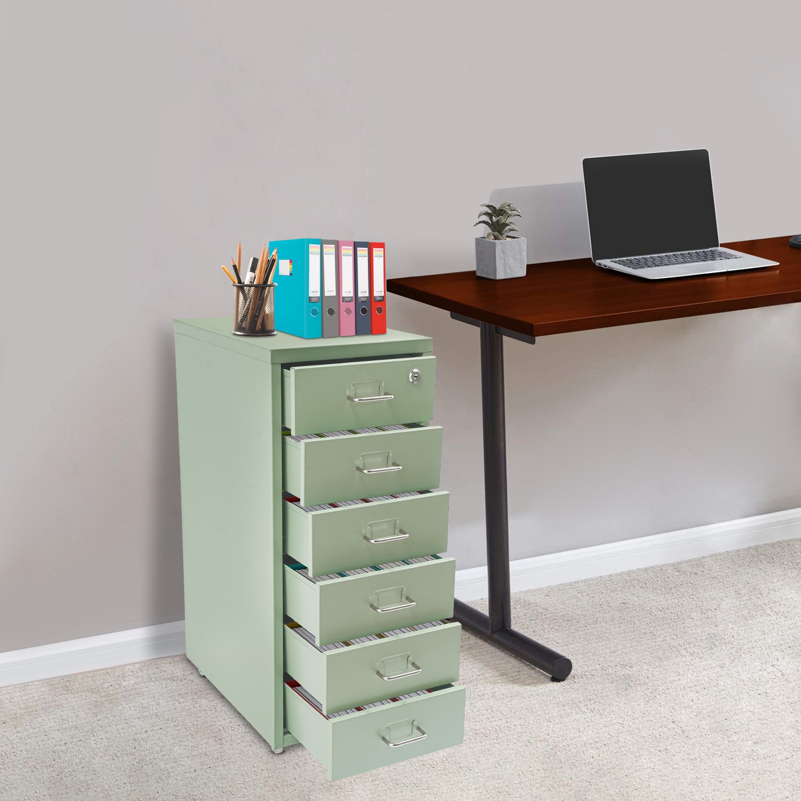 NEW Metal Vertical File Storage Cabinet with Lock 6-Drawer Office Filing Cabinet