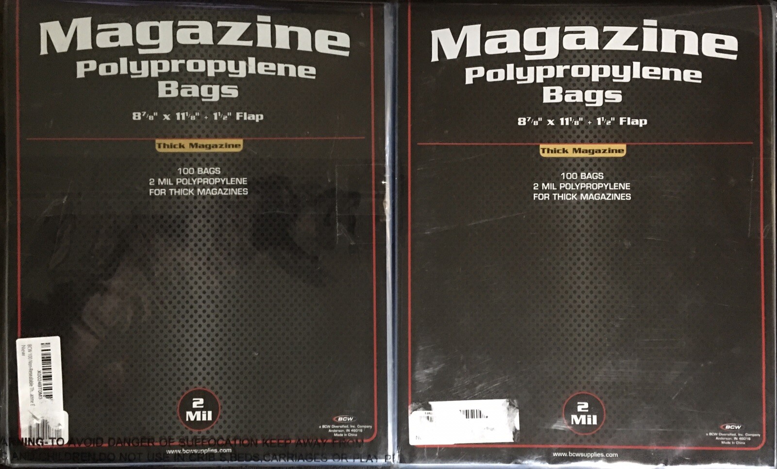 100 BCW Thick Magazine Non-Resealable Polypropylene Bags +100 Backer Boards