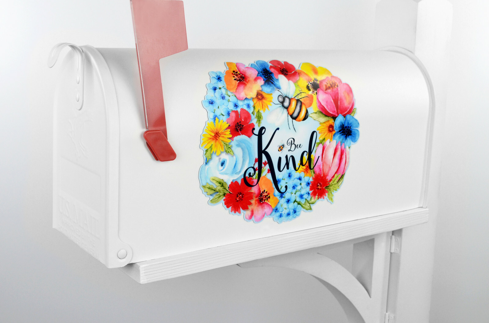 Mailbox Magnet (Partial Cover) Bee Kind Floral Wreath Watercolor Magnetic