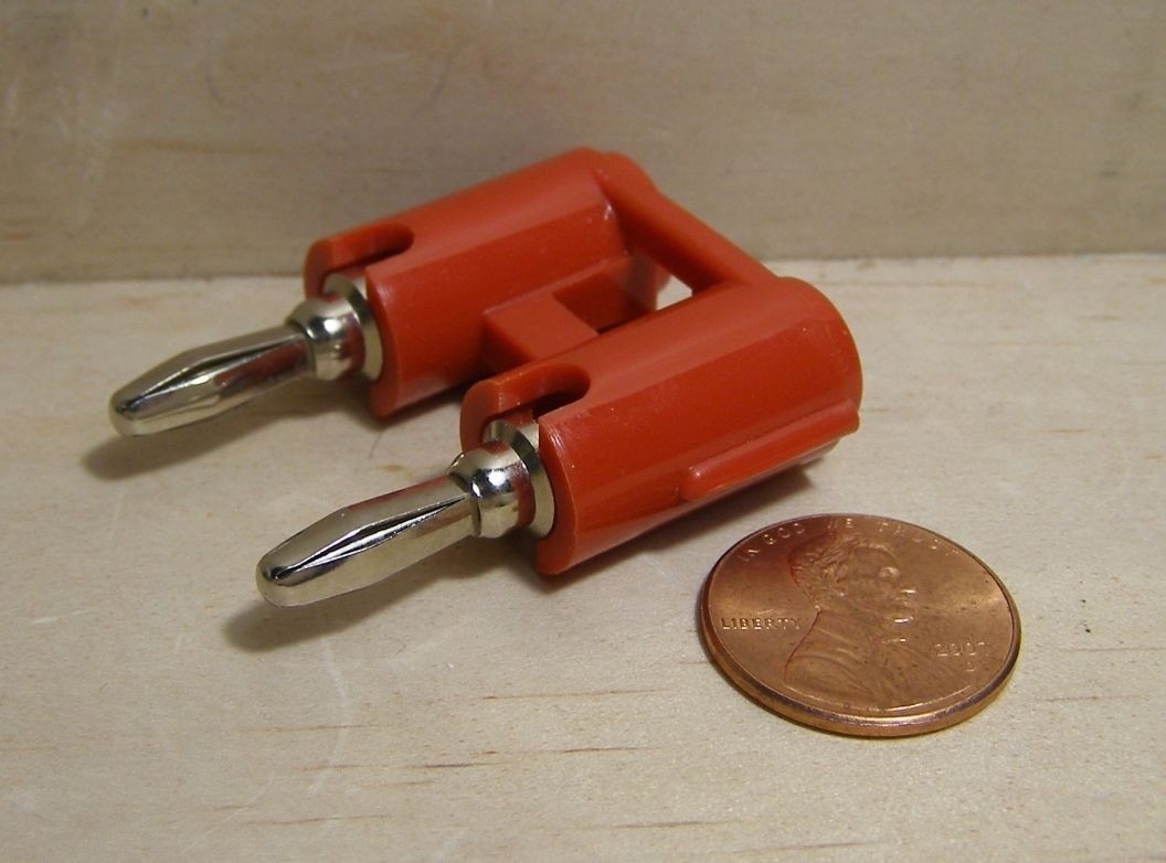 JOHNSON STACKABLE DOUBLE BANANA PLUG... NO SCREWS. RED.