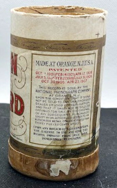 EDISON RECORD ~ c1907 Record Tube with Edison Photograph, Empty