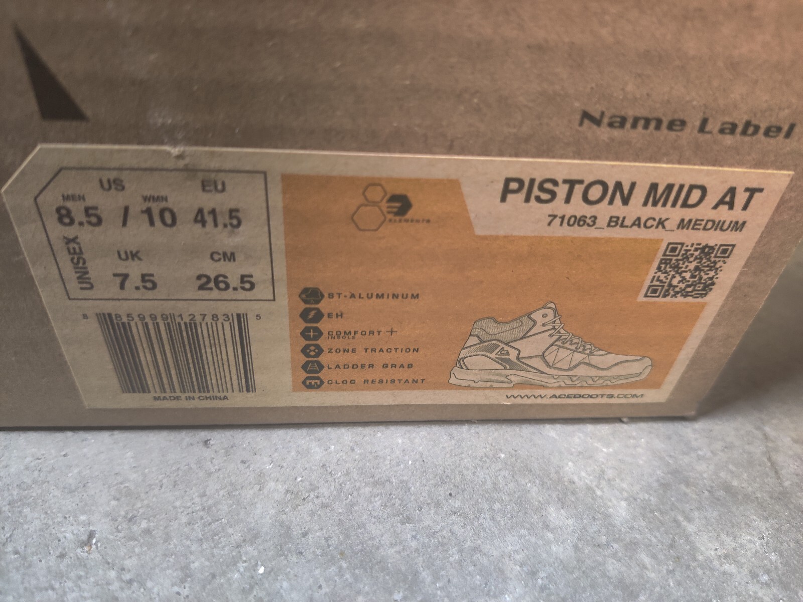 Ace Work Boots Piston Mid AT Black Work & Safety Size 8.5 Men Size 10 Women New