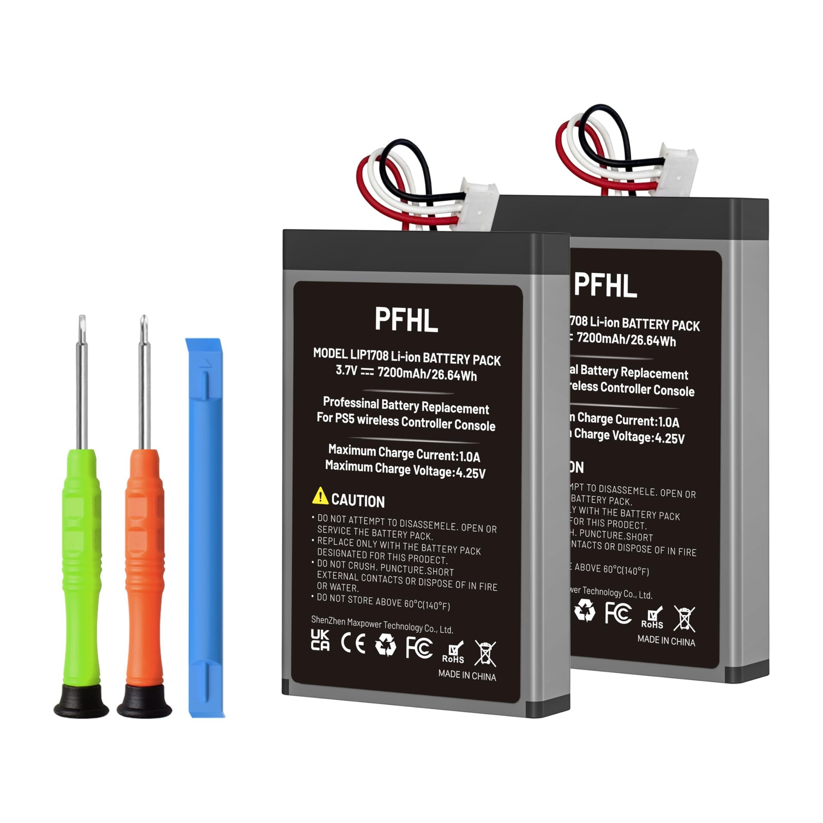 2 Pack 7200mAh LIP1708, PS5 Battery, (2026 New Upgrade) New 0 Cycle High Capa...