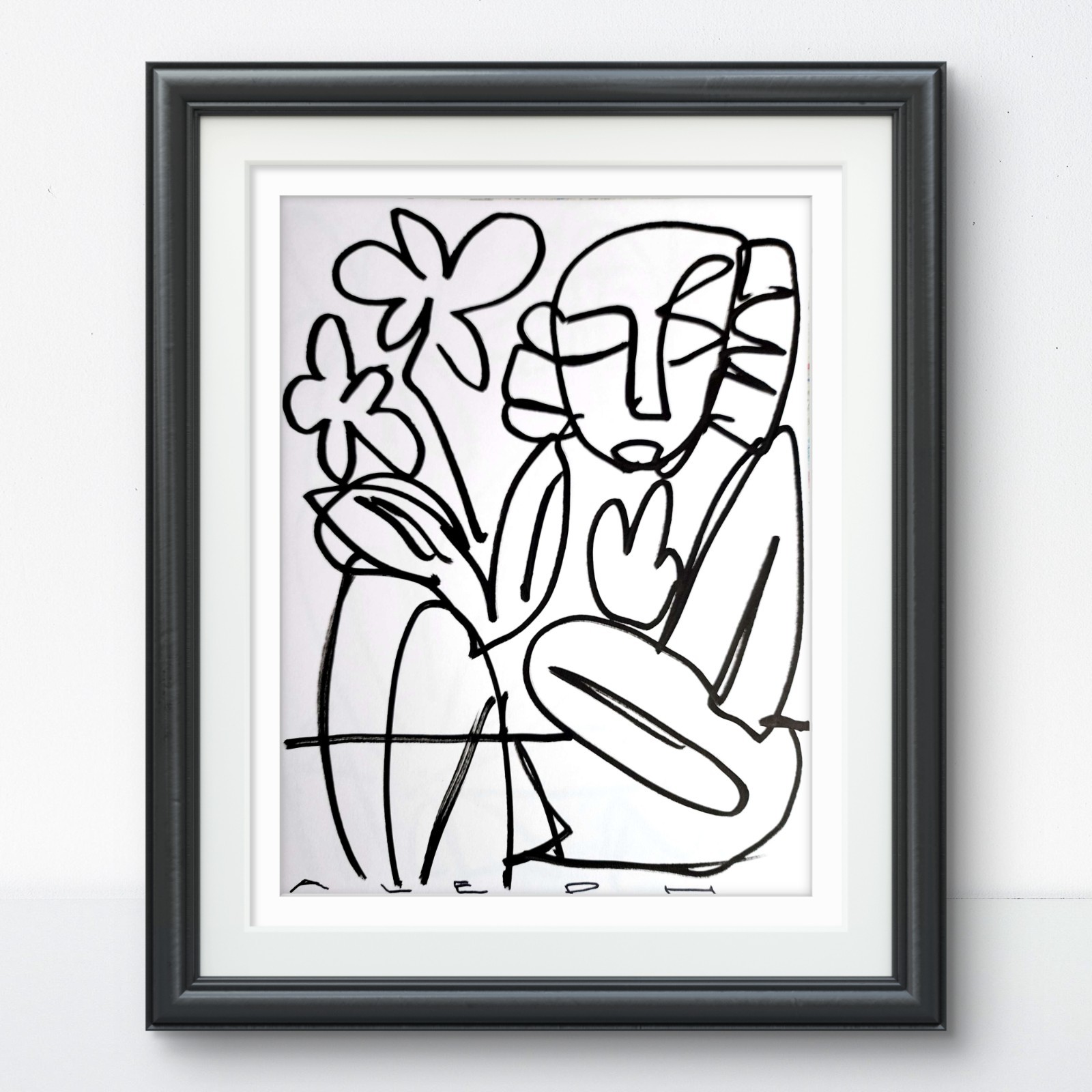 Aleph Original Art Cubist 14x11 Figurative Abstract Expressionist Gallery Paper
