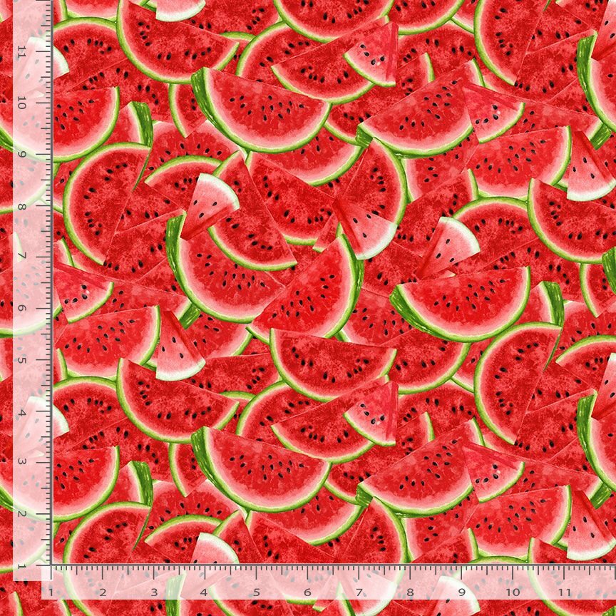 Food Fabric | Fruit Watermelon Slice Packed Pink | Timeless Treasures YARD