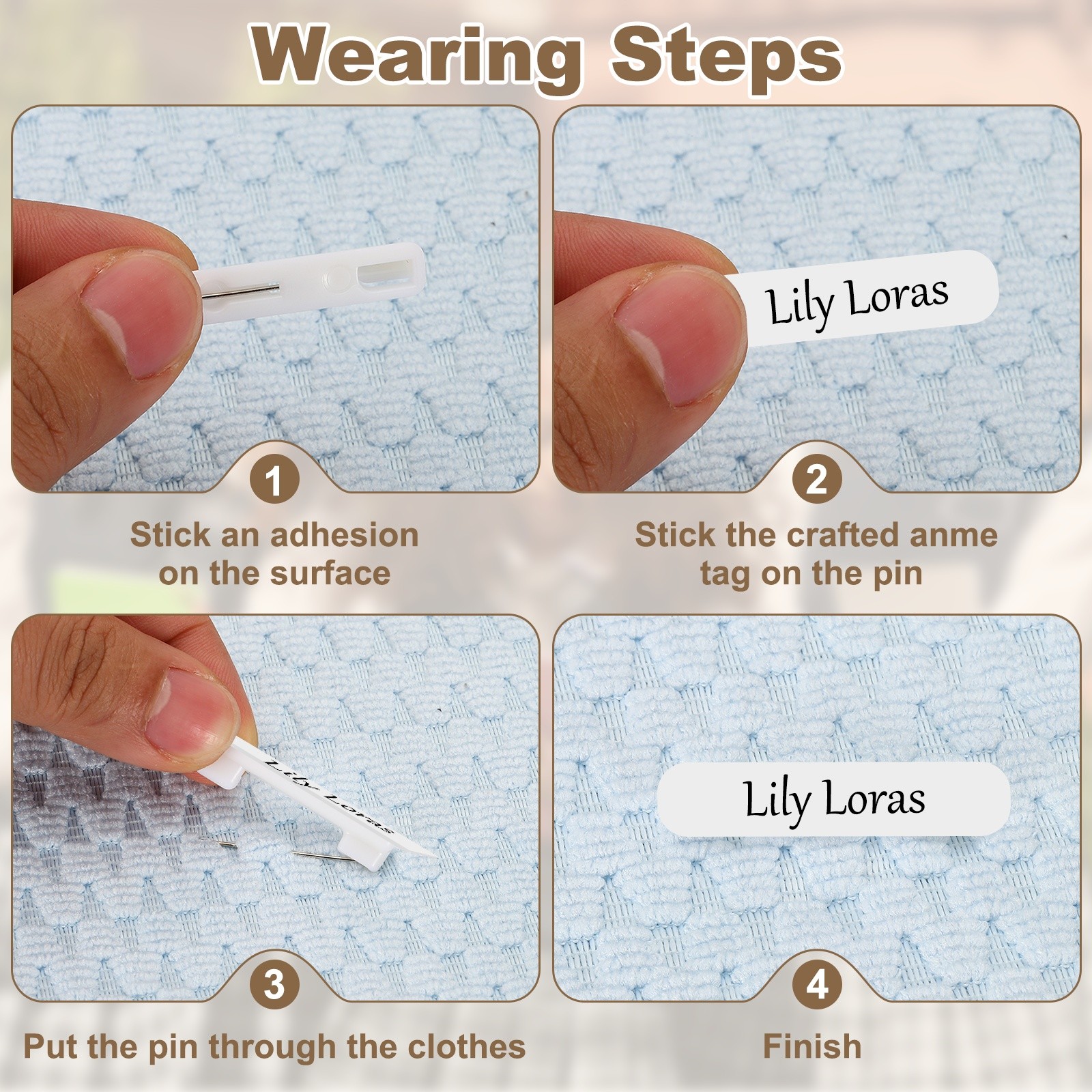 10 Pcs Blank Name Tags 1.2 Inch Name Tag Pin Bulk for Office, White