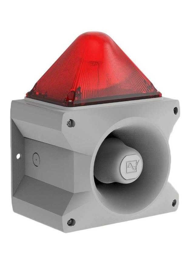 Pfannenberg Flashing Light w/Alarm, 115VAC, Red Lens, 110dB, 10 Joules, 280x225x